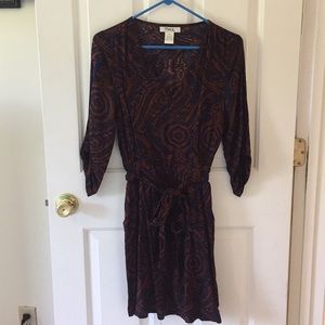Navy and rust design dress